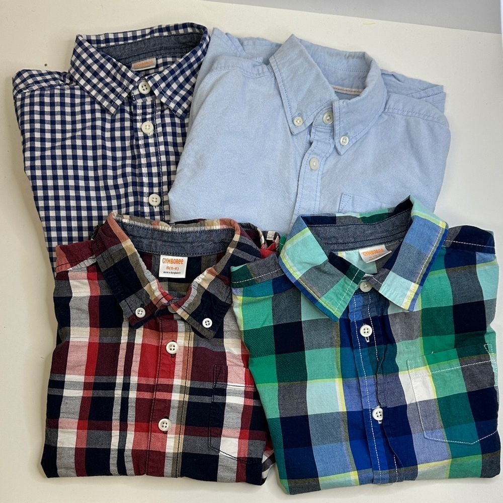 Gymboree Button Down Shirts Bundle | Boys Size 5/6 | 2 Long Sleeve + 2 Short
